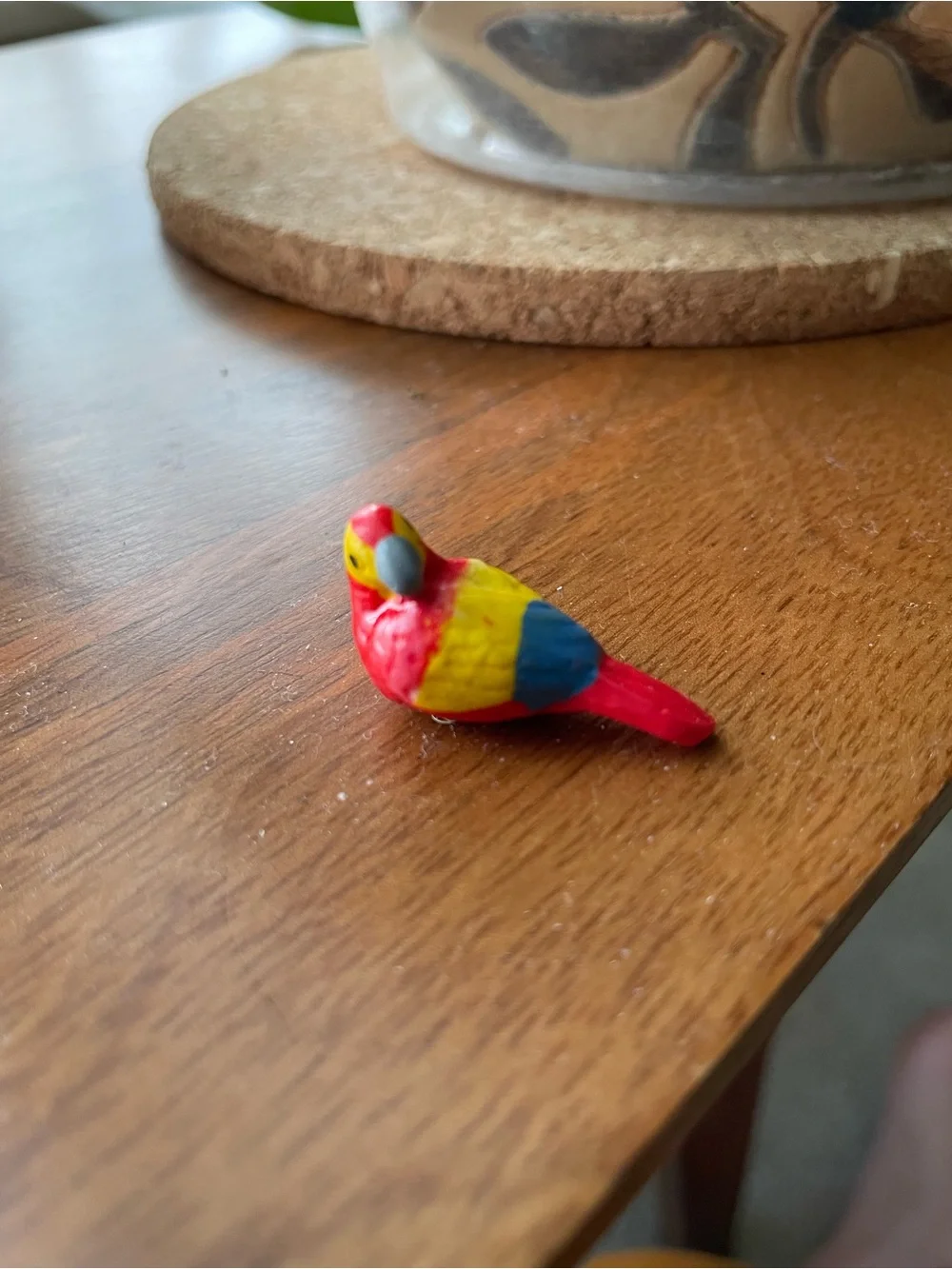 Colorful Ceramic Parrot Jewelry Trinket Box - with Baby Parrot. 🦜